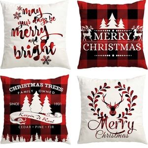 Christmas Decorations Pillow Covers 18x18 Inch Set of 4